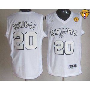 Spurs #20 Manu Ginobili White Winter On-Court Finals Patch Stitched NBA Jersey