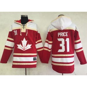 Team CA. #31 Carey Price Red Sawyer Hooded Sweatshirt 2016 World Cup Stitched NHL Jersey
