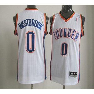 Thunder #0 Russell Westbrook White Revolution 30 Stitched NBA Jersey