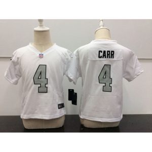 Toddler  Oakland Raiders #4 Derek Carr White Stitched NFL Jersey