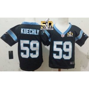 Toddler  Panthers #59 Luke Kuechly Black Team Color Super Bowl 50 Stitched NFL Elite Jersey
