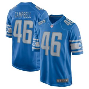 Men's Detroit Lions Jack Campbell  Blue 2023 NFL Draft First Round Pick Game Jersey