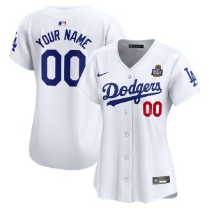 Women's Los Angeles Dodgers  White 2024 World Series Home Custom Limited Jersey