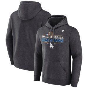 Men's Los Angeles Dodgers  Heather Charcoal 2024 World Series Champions Hoodie