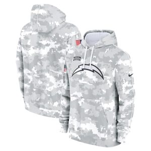 Men's Los Angeles Chargers  Arctic Camo 2024 Salute to Service Club Fleece Pullover Hoodie