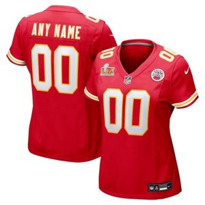 Women's Kansas City Chiefs  Red Super Bowl LIX Custom Game Jersey
