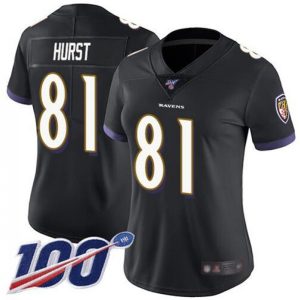 Women's Baltimore Ravens #81 Hayden Hurst  Black 2019 100th Season Vapor Untouchable Limited NFL Jersey