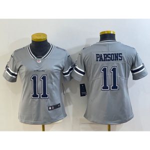 Women's Dallas Cowboys #11 Micah Parsons Gray Stitched Jersey(Run Small)