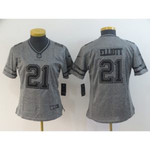 Women's Dallas Cowboys #21 Ezekiel Elliott Grey Limited Stitched NFL Jersey