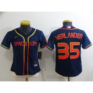 Women's Houston Astros #35 Justin Verlander 2022 Navy City Connect Stitched Jersey(Run Small)