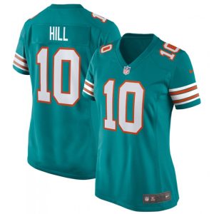 Women's Miami Dolphins #10 Tyreek Hill Aqua Stitched Jersey(Run Small)