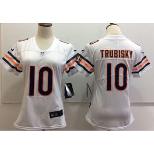 Women's  Chicago Bears #10 Mitchell Trubisky White Untouchable Limited Stitched NFL Jersey