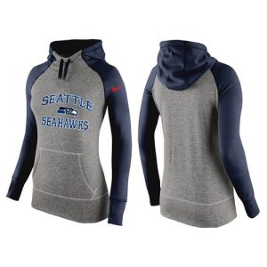 Women's  Seattle Seahawks Performance Hoodie Grey & Dark Blue_2
