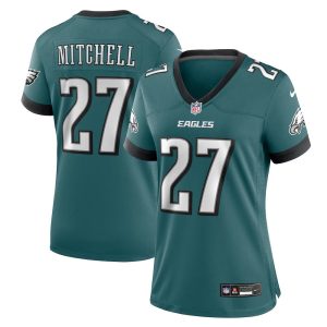 Womens  #27 Quinyon Mitchell Midnight Green Philadelphia Eagles Team Game Jersey