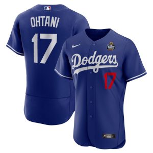 Men's Los Angeles Dodgers #17 Shohei Ohtani  Royal 2024 World Series Alternate Authentic Player Jersey
