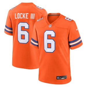 Men's Denver Broncos P.J. Locke III  Orange Mile High Collection 1977 Throwback Player Game Jersey