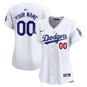 Women's Los Angeles Dodgers  White 2024 World Series Champions Home Custom Limited Jersey