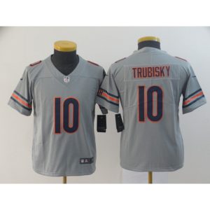 Youth Chicago Bears #10 Mitchell Trubisky 2019 Silver Inverted Legend Stitched NFL Jersey