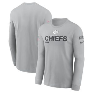 Men's Kansas City Chiefs  Gray 2024 Salute To Service Long Sleeve T-Shirt