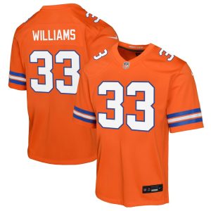 Youth Denver Broncos Javonte Williams  Orange Mile High Collection 1977 Throwback Game Jersey