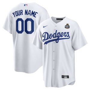 Men's Los Angeles Dodgers  White 2024 World Series Home Custom Replica Jersey