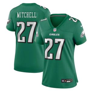 Womens  #27 Quinyon Mitchell Midnight Kelly Green Philadelphia Eagles Team Game Jersey