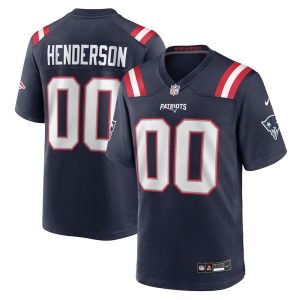 Men's New England Patriots #00 TreVeyon Henderson Nike Navy 2025 NFL Draft Game Jersey