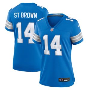 Women's Detroit Lions #14 Amon-Ra St. Brown  Blue Team Game Jersey