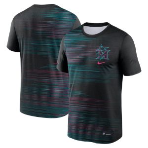 Men's Miami Marlins Nike Black 2025 City Connect Authentic Collection Velocity Performance T-Shirt