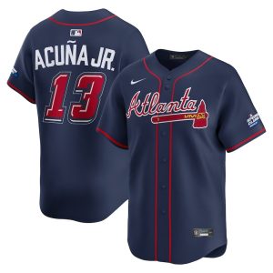 Men's Atlanta Braves #13 Ronald Acuna Jr. Nike Navy 2025 MLB Speedway Classic Alternate Limited Player Jersey