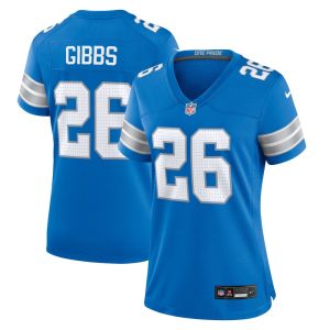 Women's Detroit Lions #26 Jahmyr Gibbs  Blue Game Jersey