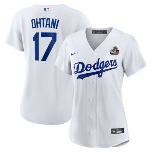 Women's Los Angeles Dodgers #17 Shohei Ohtani  White 2024 World Series Home Home Replica Jersey