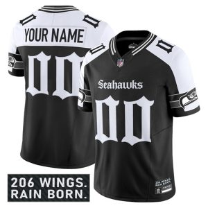 Youth Seattle Seahawks Active Player Custom Black Alternate 2025 F.U.S.E. 'Gothic Rain City Shadows Edition' Vapor Limited Stitched Football Jersey