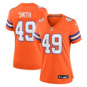 Women's Denver Broncos Dennis Smith  Orange Mile High Collection 1977 Throwback Retired Player Game Jersey