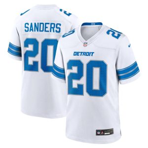 Men's Detroit Lions #20 Barry Sanders  White Retired Player Game Jersey