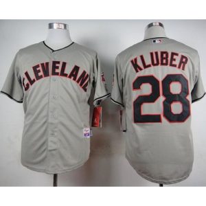 indians #28 Corey Kluber Grey Cool Base Stitched MLB Jersey