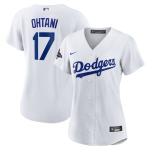 Women's Los Angeles Dodgers #17 Shohei Ohtani  White 2024 World Series Champions Home Replica Player Jersey