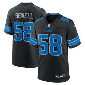Men's Detroit Lions #58 Penei Sewell  Black 2nd Alternate Game Jersey