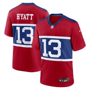 Men's New York Giants Jalin Hyatt  Century Red Alternate Player Game Jersey