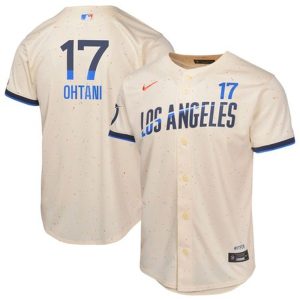 Youth Los Angeles Dodgers #17 Shohei Ohtani  Cream 2024 City Connect Limited Player Jersey