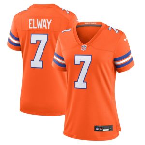 Women's Denver Broncos John Elway  Orange Mile High Collection 1977 Throwback Player Game Jersey
