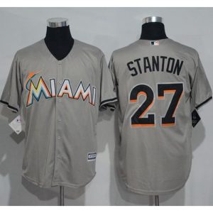 marlins #27 Giancarlo Stanton Grey New Cool Base Stitched MLB Jersey