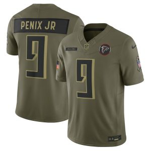 Men's Atlanta Falcons #9 Michael Penix Jr. Nike Olive 2025 Salute to Service Limited Jersey