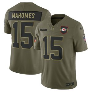 Men's Kansas City Chiefs #15 Patrick Mahomes Nike Olive 2025 Salute to Service Limited Jersey