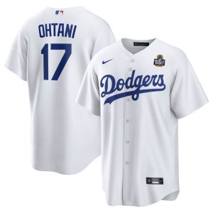 Men's Los Angeles Dodgers #17 Shohei Ohtani  White 2024 World Series Home Replica Player Jersey
