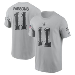 Men's Dallas Cowboys Micah Parsons  Gray 2024 Salute To Service Name & Number T-Shirt