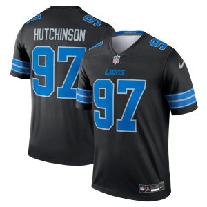 Men's Detroit Lions #97 Aidan Hutchinson  Black Legend Jersey