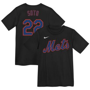 Youth New York Mets #22 Juan Soto  Black Name & Number T-Shirt