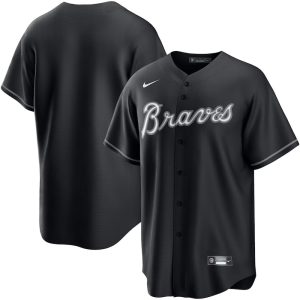 Men's Atlanta Braves Nike Black Lights Out Replica Jersey