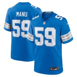 Men's Detroit Lions Giovanni Manu   Blue Team Game Jersey